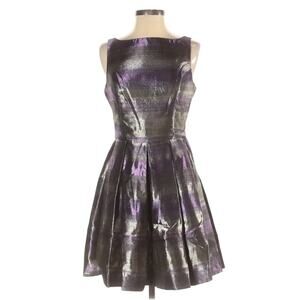 BB Dakota Dress Jensine Fit and Flare Purple Silver Metallic Sleeveless Womens 2